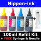 Universal Refill Kit 4 Bottle (BCMY) fo Inkjet Ink Cartridge or Ink Tank System Printer Models