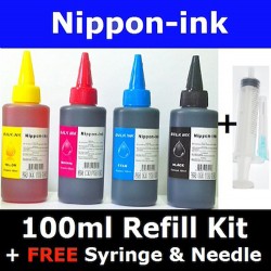 Universal Refill Kit 4 Bottle (BCMY) fo Inkjet Ink Cartridge or Ink Tank System Printer Models